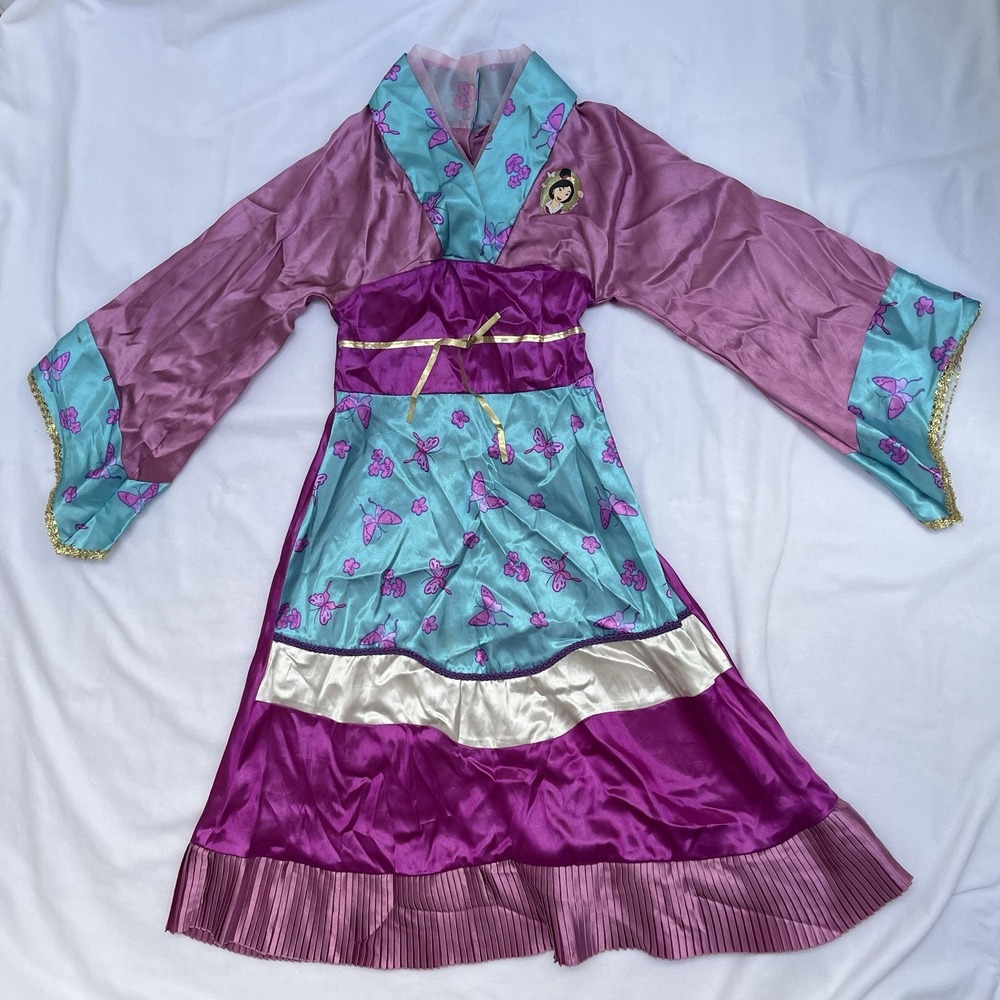 Vintage Disney Store Mulan Costume Dress Kids Size 6/6X Halloween Hanfu Princess